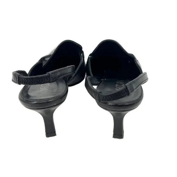Marc Cain Leather Ponty Toe Kitten Heel Slingback Shoes - Picture 4 of 6